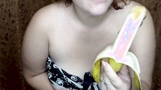 having fun with bananas on camera