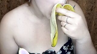 having fun with bananas on camera
