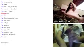Dark Hair showing her big naturals on live web cam chat