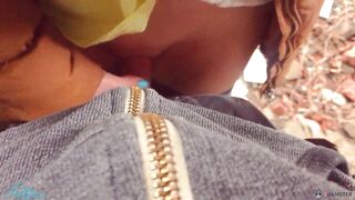 OMG OUTSIDE CUM TIGHTS INSIDE DANGEROUS PLACE