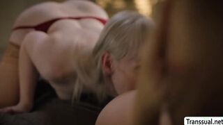 Sad cisgender fucked by her TS friends