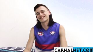 Cute Australian guy licks his own cock!