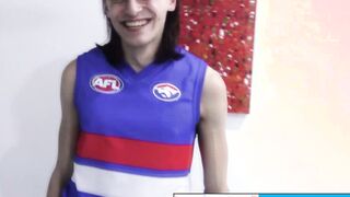 Cute Australian guy licks his own cock!