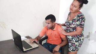 My fiance interrupts my work to offer me a tasty bj