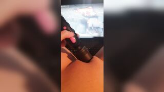 Best squirt orgasm while watching Glory hole porn