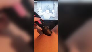Best squirt orgasm while watching Glory hole porn