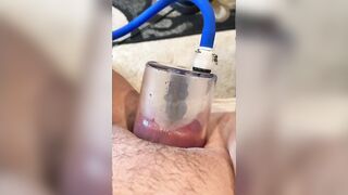 Twat Pumping training for the first time! Swollen fat twat