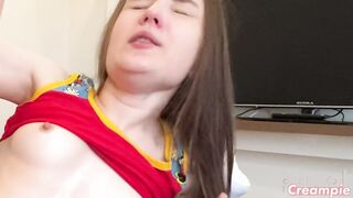 STEPSISTER DREAMS ABOUT STEPBROTHER WHILE HE FUCKS HER AND CUM IN