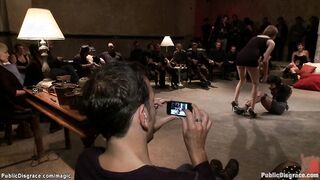 Hot mixed slave fucked in public