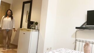 My Latin Stepmother comes inside my room and catches me masturbating