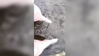 Soft crazy sexy foot into the water
