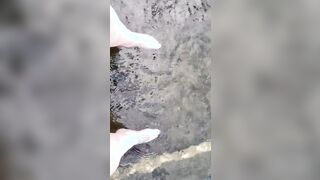Soft crazy sexy foot into the water