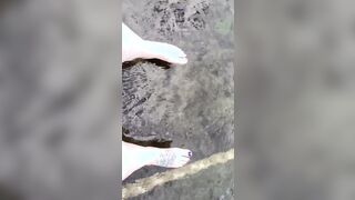 Soft crazy sexy foot into the water