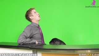 News anchor Louise Jensen is distracted at work by a big dick