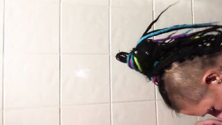 Bathroom BLOWJOB with kinky bimbo