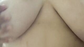 Having Fun with my long natural breasts