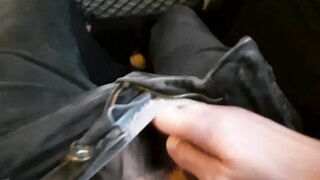 I pull out my dick in front of the slut in the train