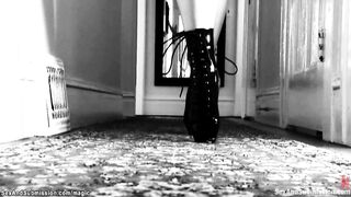 Pale cleaning lady fucked and whipped