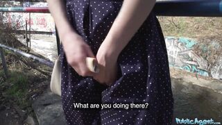 Outdoors Agent Freaky blonde flasher gets her twat creampied into