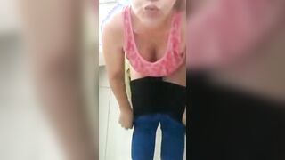 Bombshell white chick doing striptease inside the bedroom and restroom showing off my long booty, Mirelladelicia sensual little bitch
