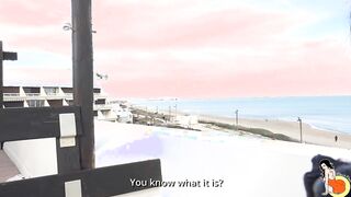Bombass thin dark haired screwed rough at the beach