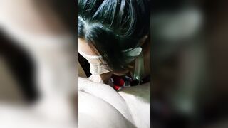 barely legal year mature student skank blowing a huge penis