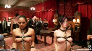 Busty slaves fucked at bdsm party