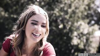 Blonde is fucked outdoors by a stranger