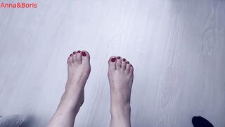 Anna is showing off with her soft foot. It's very stimulating.