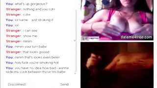 hot Dark Hair showing her great melons for jerking bro