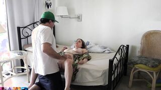 Caught masturbating stepson gets a sex lesson from stepmom