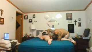 Satin Lady gets her first feel of her new favorite dildo