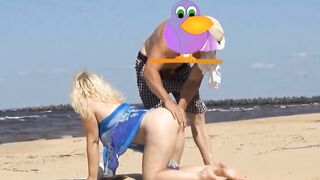 On the beach plowed old milf into the butt