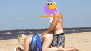 On the beach plowed old milf into the butt