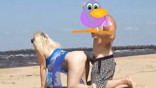 On the beach plowed old milf into the butt
