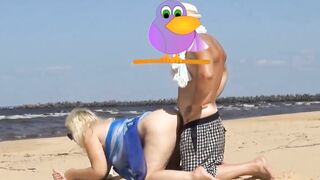 On the beach plowed old milf into the butt
