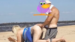 On the beach plowed old milf into the butt