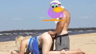 On the beach plowed old milf into the butt