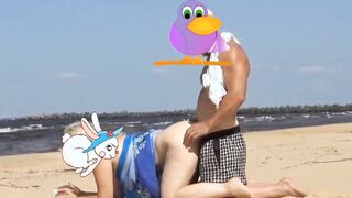 On the beach plowed old milf into the butt