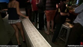Huge tits slut fucked in public bar