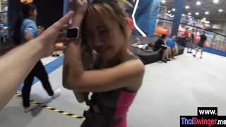 Asian teen hiking on guys big hard dick