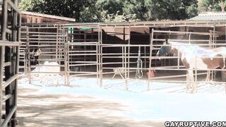 Ranch workers Brandon and Roman fuck outdoors
