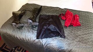 The ex-wife showers before dressing hot for anal