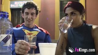 She gets rescued by the PORN SUPERMAN: She sucks her
