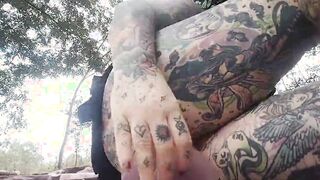 Vulgar forest MILF witch plays with herself