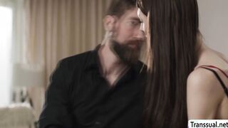 Thin shemale rimjob and ass fucked by her step father