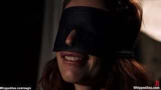 Busty red head babe ass and feet caned