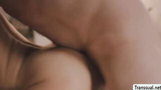 Busty brunette TS analed by boyfriend