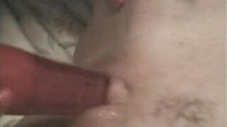Old mom gets her pussy plowed with vib by gal pal