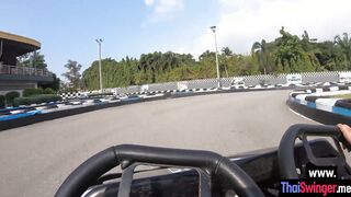 After driving a kart teen rode big dick